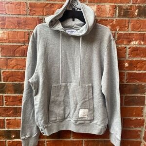 Thom Browne Size 2 Center Stripe Jersey Gray Pullover Hoodie Sweater